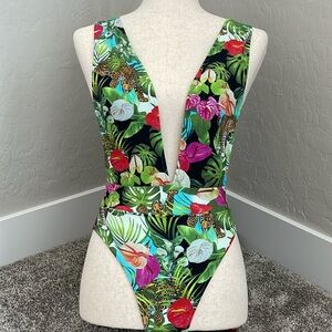 Sauvage low neck and low back high waist bikini / body suit